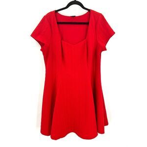 TORRID Red Fit & Flare Knit Pleated Short Sleeve Mini Dress Size 2XL